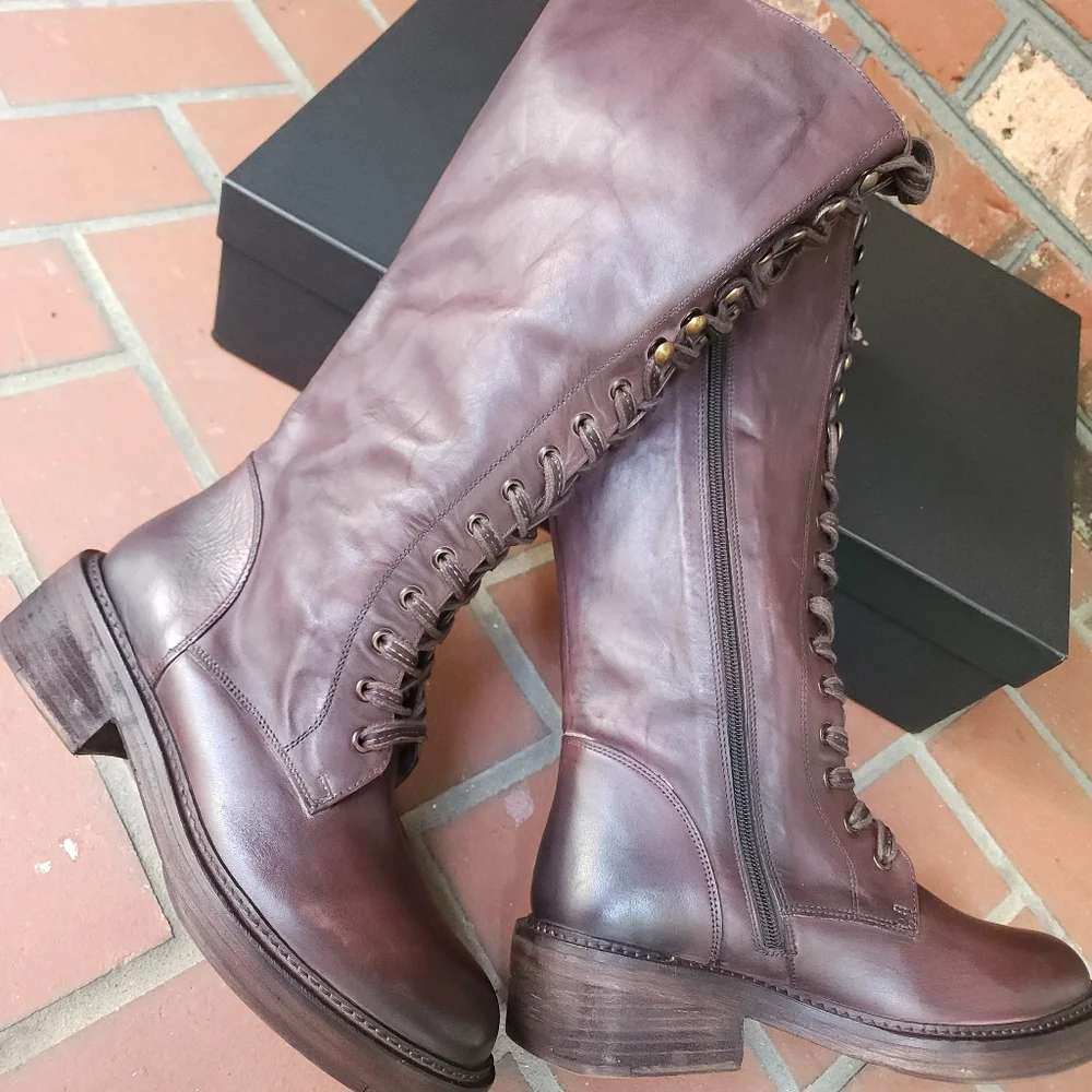 Vintage Foundry Distressed Riding Boots Brick Brown - Picture 7 of 16